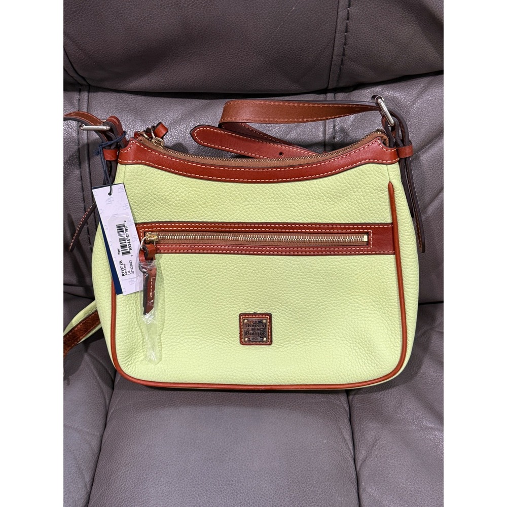 Dooney & Bourke Pebble Grain Lime‎ Green Leather Crossbody Bag R1137 ZA NEW